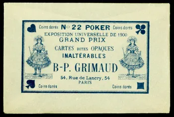 ENVELOPPE DE JEU DE CARTES CARTES DITES OPAQUES  INALTERABLES  B-P. GRIMAUD 1967.185.1551  Photo