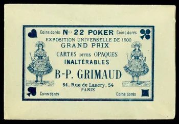 ENVELOPPE DE JEU DE CARTES CARTES DITES OPAQUES  INALTERABLES  B-P. GRIMAUD 1967.185.1555  Photo