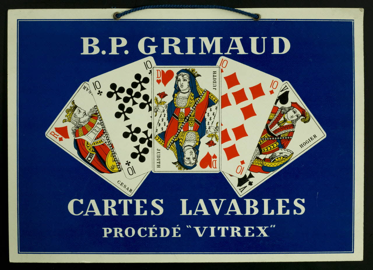 cartes à jouer B.P. GRIMAUD  CARTES LAVABLES  PROCEDE "VITREX" 1967.185.1754 Photo