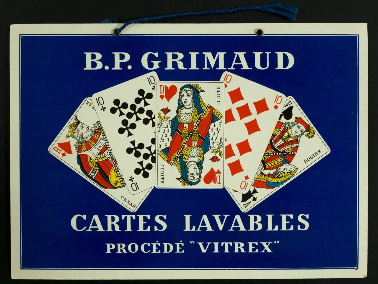cartes à jouer B.P. GRIMAUD  CARTES LAVABLES  PROCEDE "VITREX" 1967.185.1755 Photo