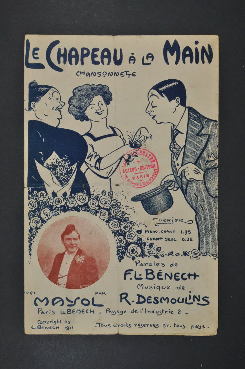 Ferdinand Louis Bénech ; Romain Desmoulins ; Jacques Mayol chanson petit format Île-de-France, France 1911 1965.177.120 Photo Mucem