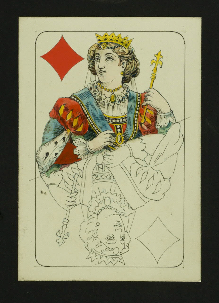 cartes à jouer Prototype de carte à jouer : reine de carreau 1967.185.1827 Photo
