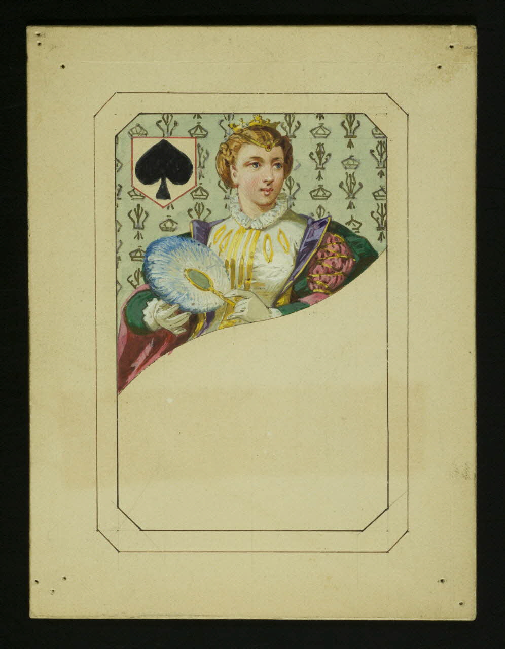 cartes à jouer Prototype de carte à jouer : reine de pique 1967.185.1831 Photo
