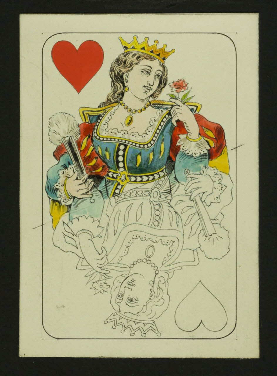 cartes à jouer Prototype de carte à jouer : reine de coeur 1967.185.1834 Photo