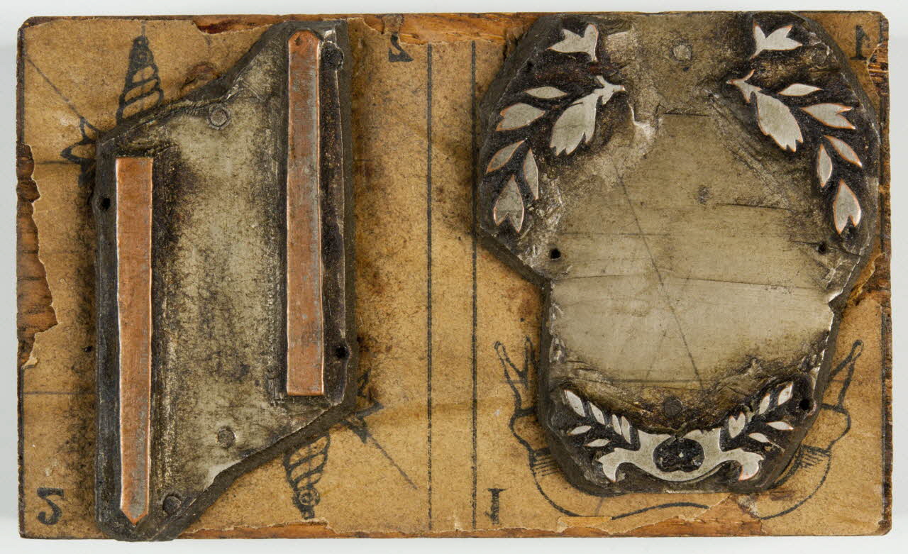 bois d'impression cliché cuivre sur bois pour jeu de cartes 1967.185.185 Photo