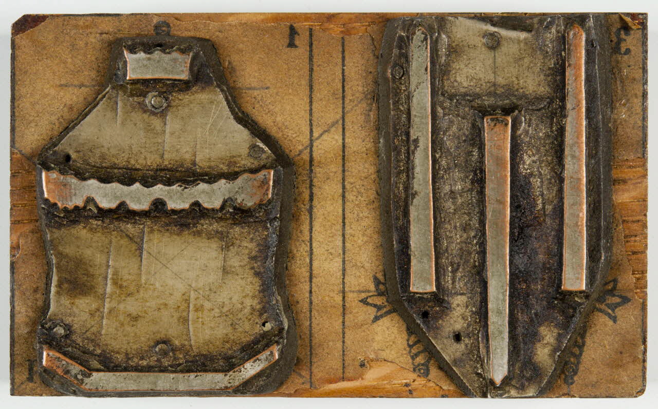 bois d'impression cliché cuivre sur bois pour jeu de cartes 1967.185.186 Photo