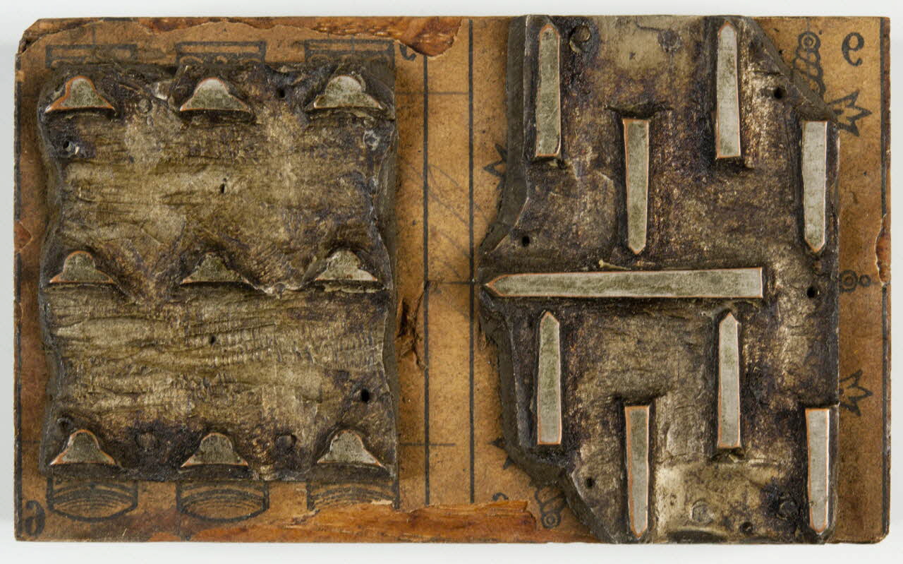 bois d'impression cliché cuivre sur bois pour jeu de cartes 1967.185.187 Photo