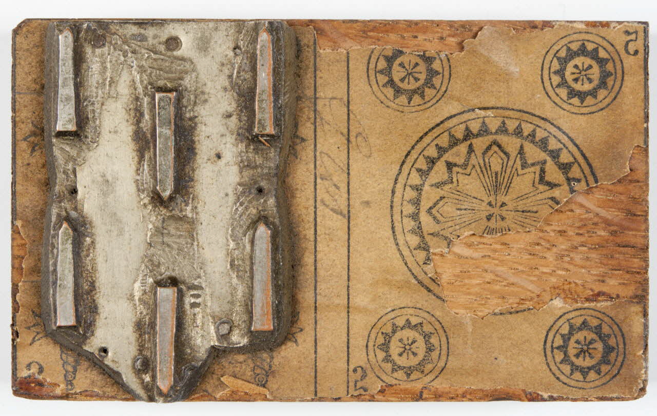 bois d'impression cliché cuivre sur bois pour jeu de cartes 1967.185.190 Photo