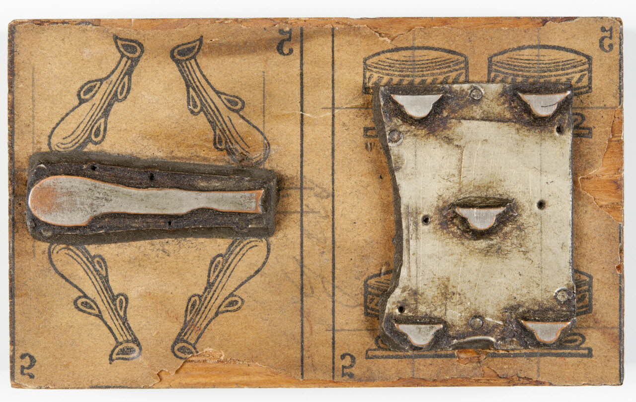bois d'impression cliché cuivre sur bois pour jeu de cartes 1967.185.192 Photo