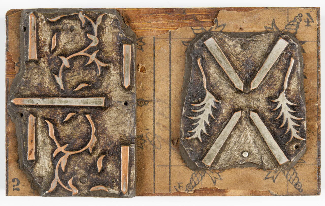 bois d'impression cliché cuivre sur bois pour jeu de cartes 1967.185.193 Photo