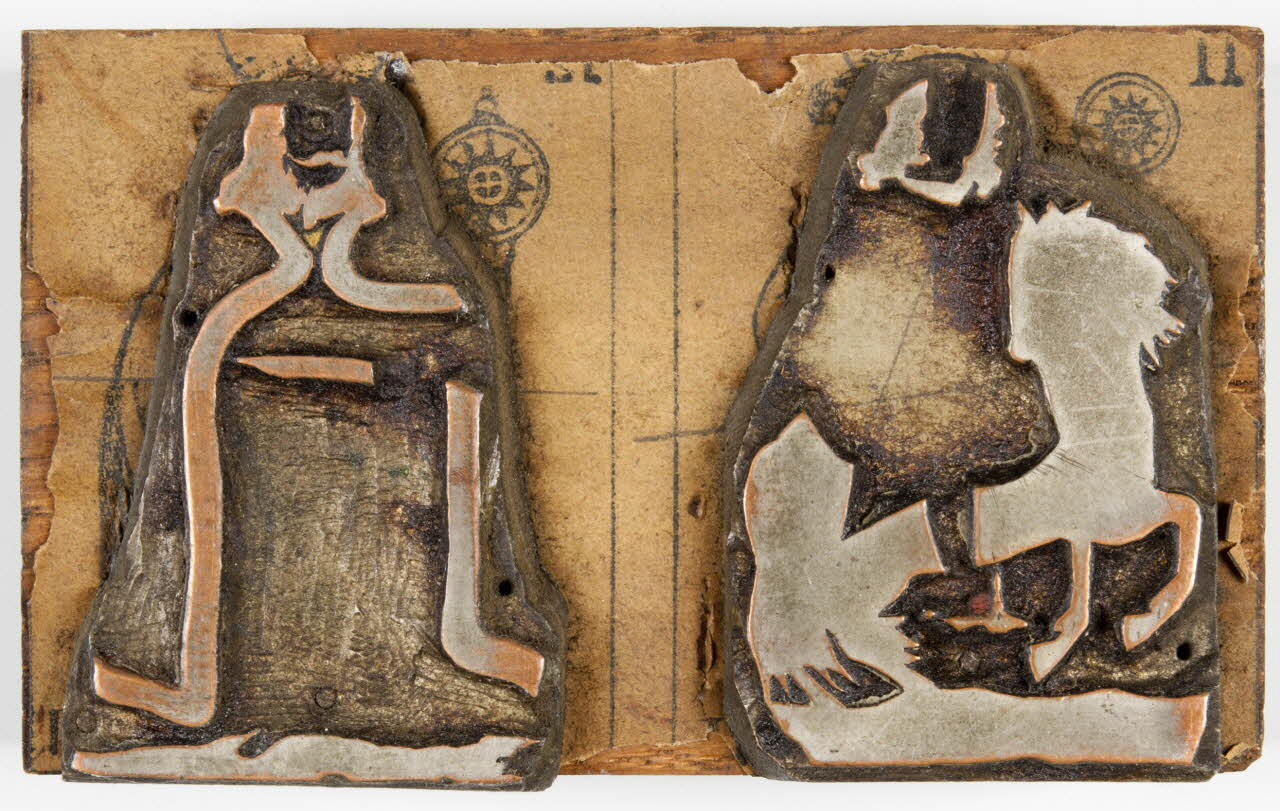 bois d'impression cliché cuivre sur bois pour jeu de cartes 1967.185.194 Photo