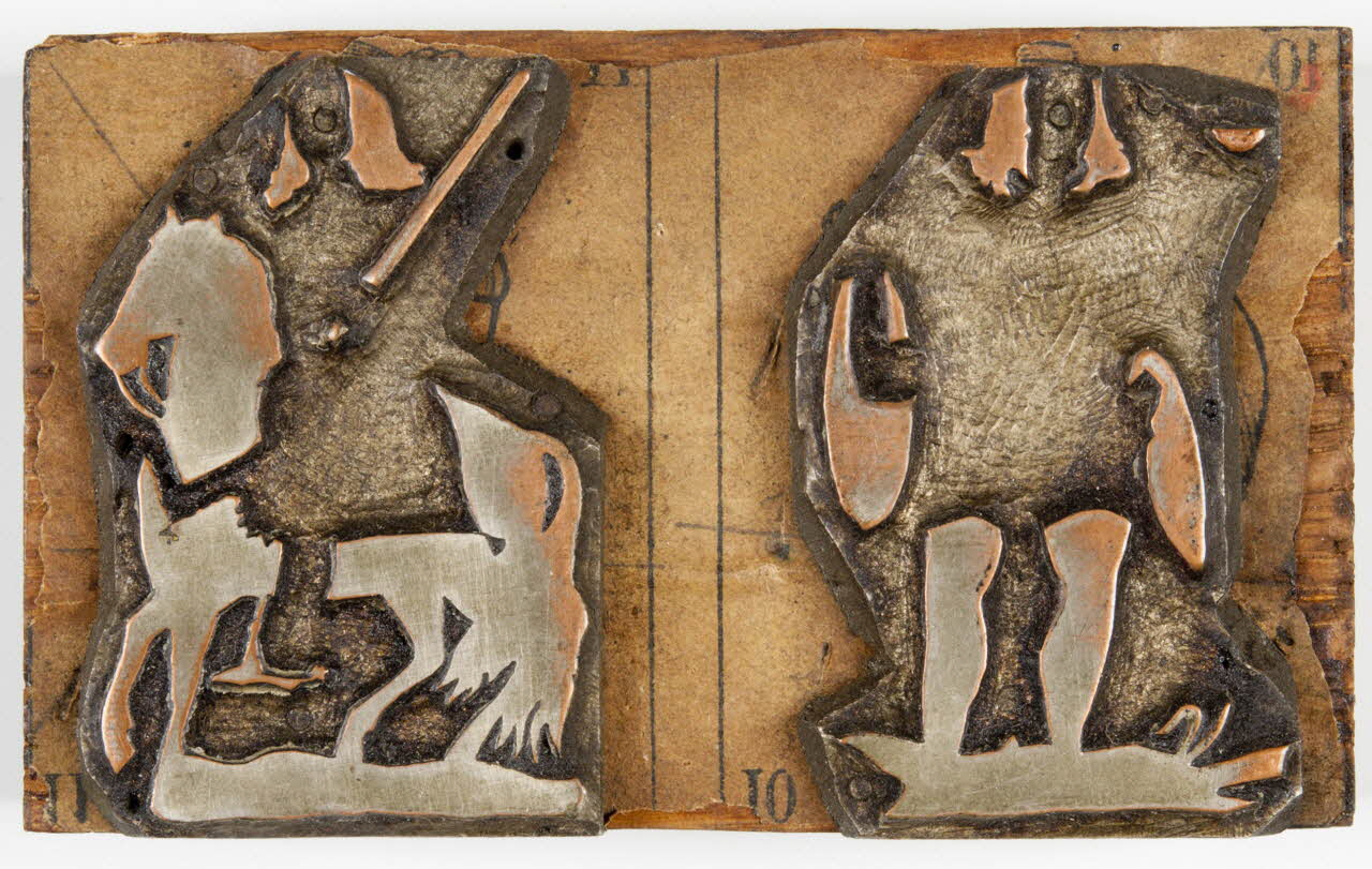 bois d'impression cliché cuivre sur bois pour jeu de cartes 1967.185.195 Photo