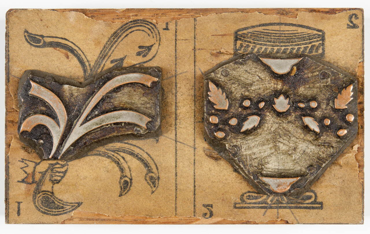 bois d'impression cliché cuivre sur bois pour jeu de cartes 1967.185.196 Photo