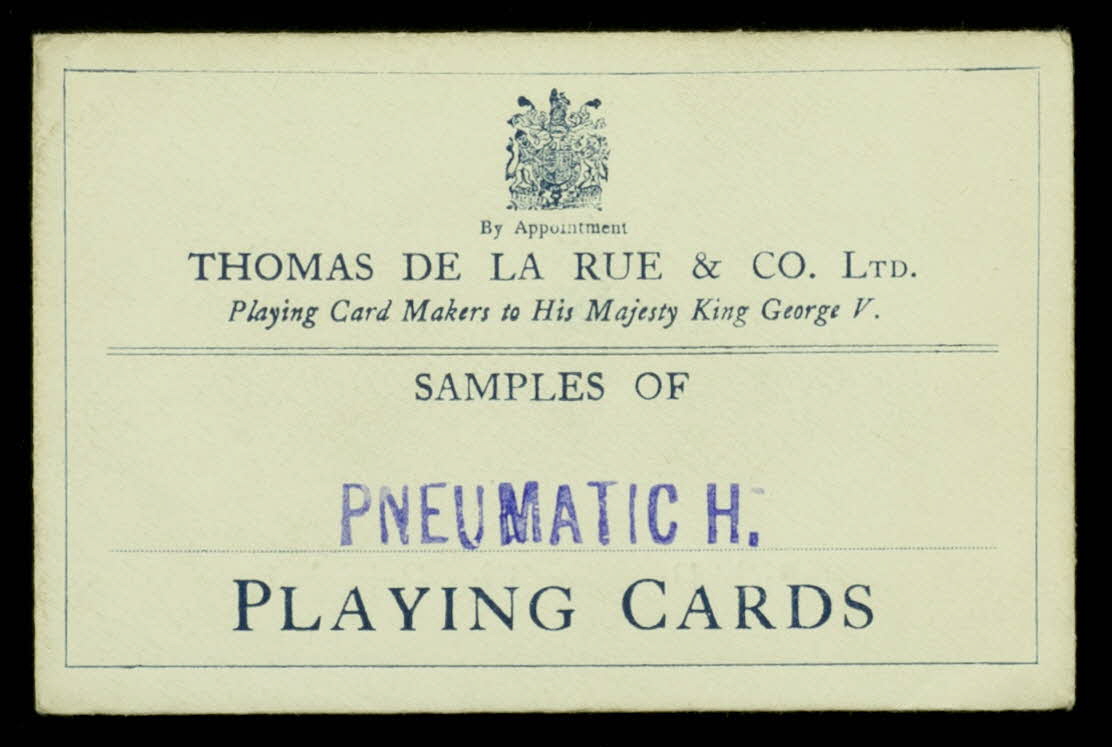 pochette SAMPLES OF  PNEUMATIC H.  PLAYING CARDS 1967.185.1979 Photo