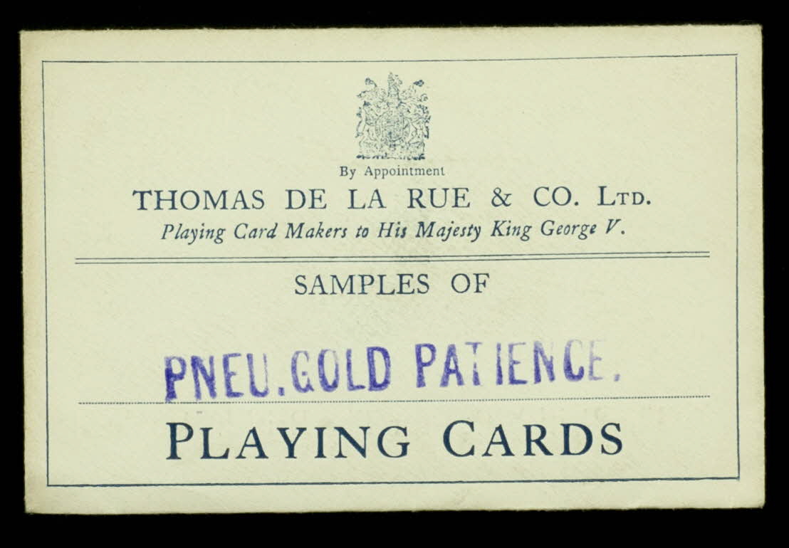 pochette SAMPLES OF  PNEU. GOLD PATIENCE.  PLAYING CARDS 1967.185.1987 Photo