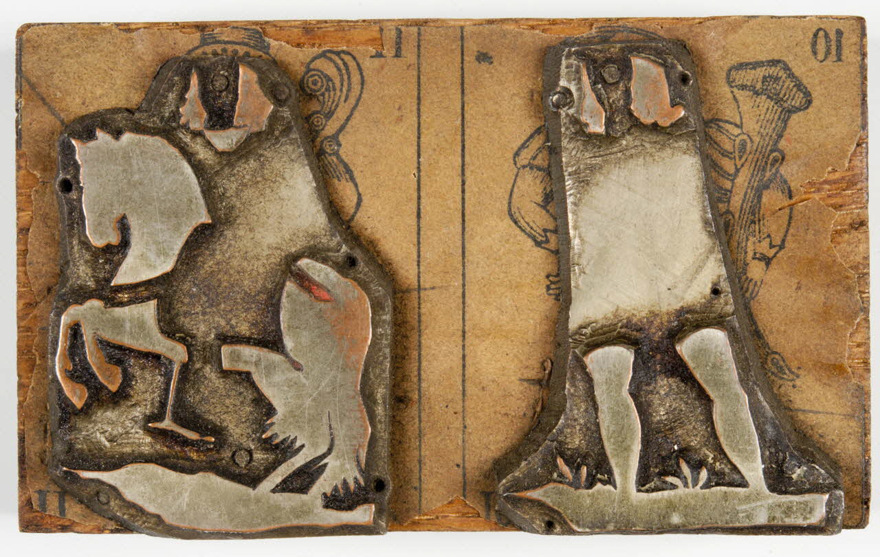 bois d'impression cliché cuivre sur bois pour jeu de cartes 1967.185.199 Photo