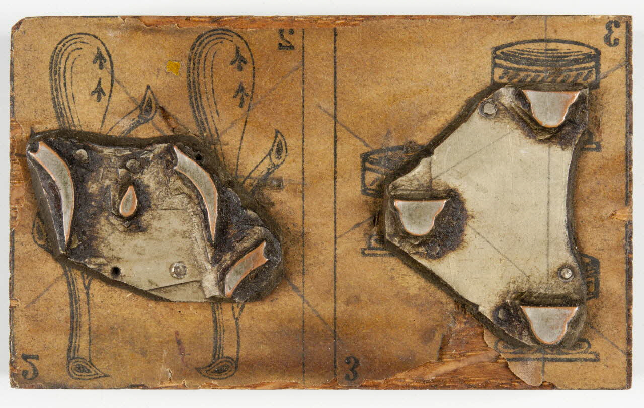 bois d'impression cliché cuivre sur bois pour jeu de cartes 1967.185.201 Photo