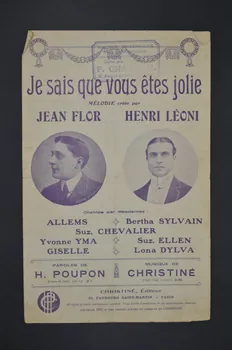 Henri Poupon ; Henri Christiné ; Jean Flor ; Henri Leoni chanson petit format Île-de-France, France 1912 1965.177.15 Photo Mucem
