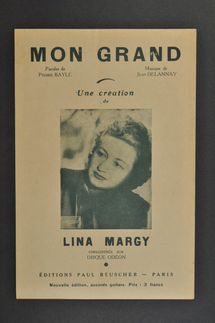 Pierre Bayle ; Jean Delannay ; Lina Margy ; Paul Beuscher chanson petit format Île-de-France, France 1942 1966.192.45 Photo Mucem