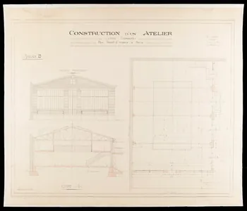estampe CONSTRUCTION D'UN ATELIER  "USINE GRIMAUD" 1967.185.2258  Photo