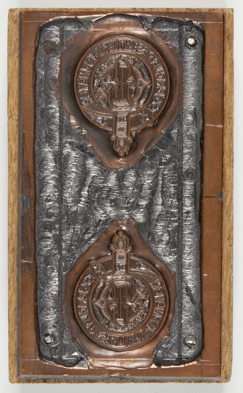 bois d'impression cliché zinc, cuivre sur bois pour jeu de carte 1967.185.272 Photo