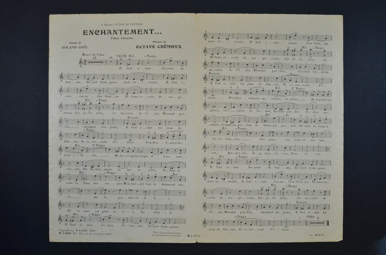 Roland GaëL ; Octave Crémieux ; Labbé chanson petit format Île-de-France, France 1910 1965.177.29 Photo Mucem