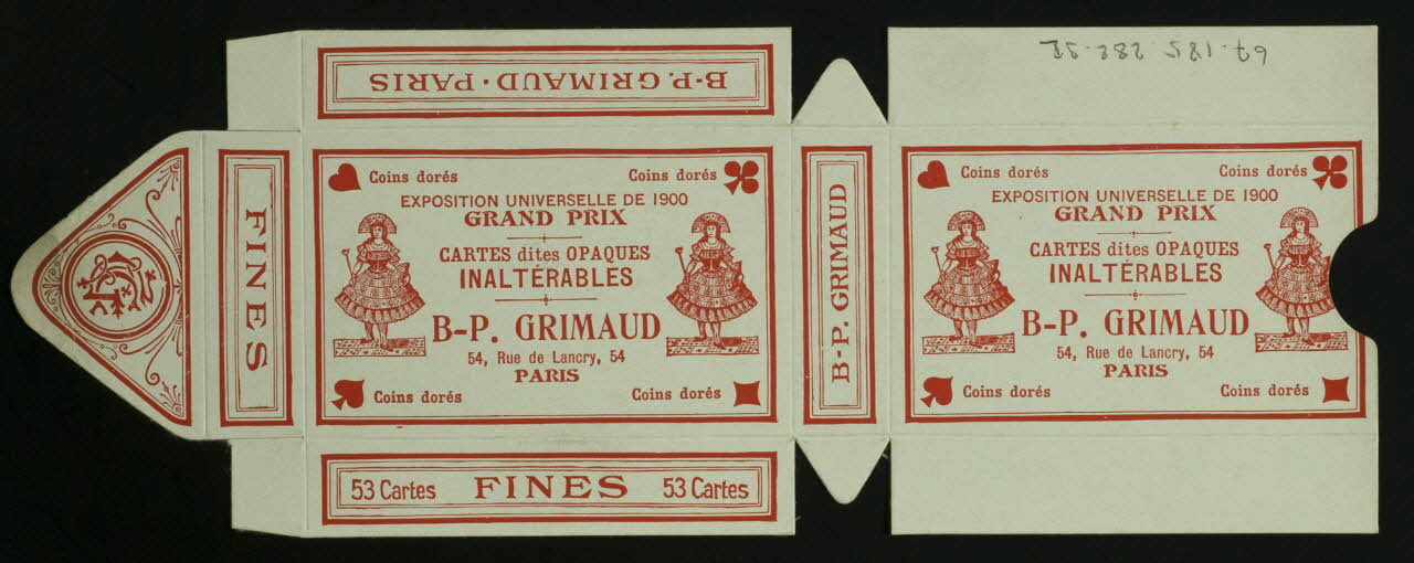 cartes à jouer CARTES dites OPAQUES  INALTERABLES  B-P. GRIMAUD 1967.185.282.32 Photo
