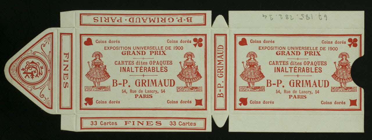 cartes à jouer CARTES dites OPAQUES  INALTERABLES  B-P. GRIMAUD 1967.185.282.34 Photo