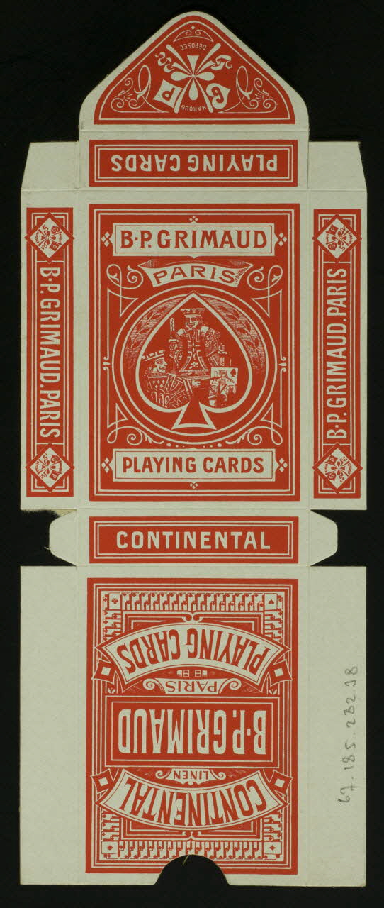 cartes à jouer B.P. GRIMAUD  PARIS  PLAYING CARDS 1967.185.282.38 Photo
