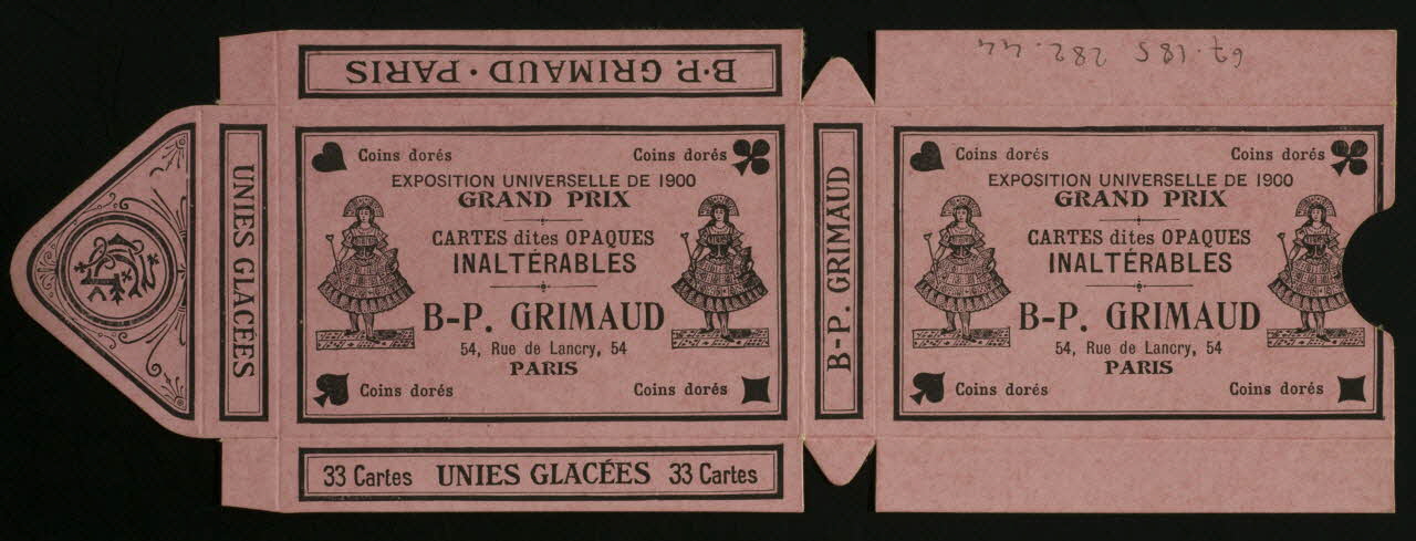 cartes à jouer CARTES dites OPAQUES  INALTERABLES  B-P. GRIMAUD 1967.185.282.44 Photo