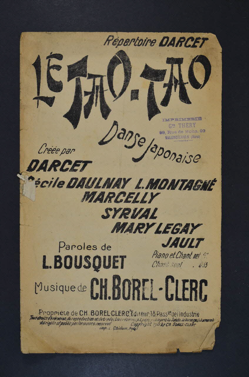 Louis Bousquet ; Charles Borel-Clerc ; Jean-Claude Darcey chanson petit format Île-de-France, France 1911 1966.193.19 Photo Mucem