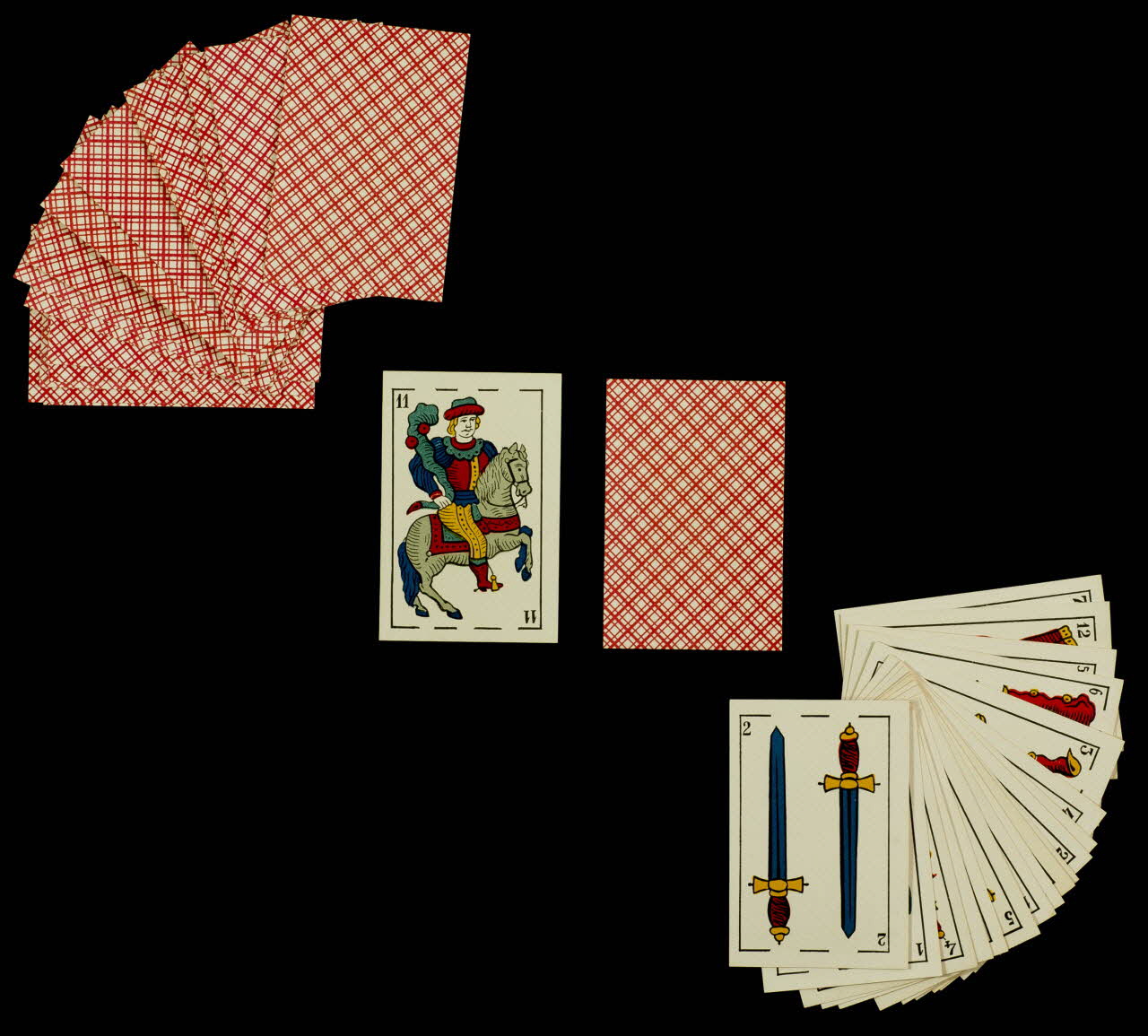 cartes à jouer Jeu de cartes à enseignes latines d'Espagne 1967.185.390.1-40 Photo