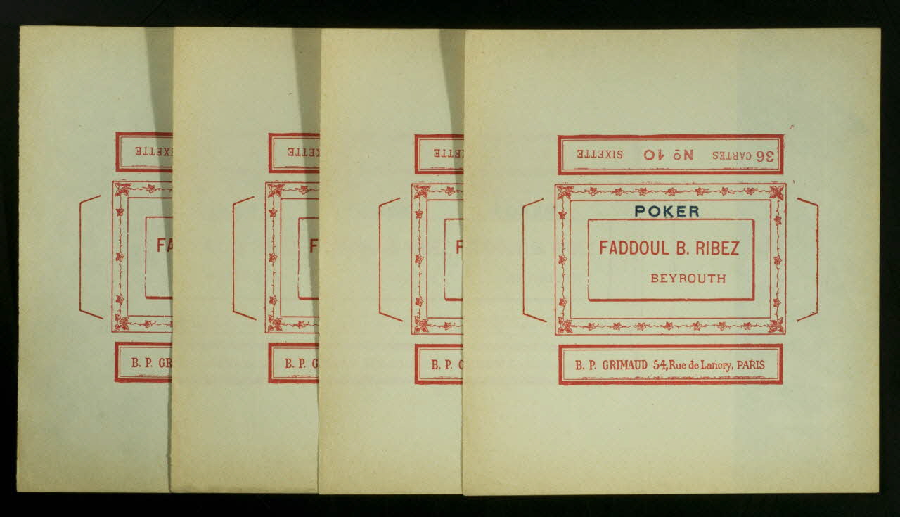 cartes à jouer FADDOUL B. RIBEZ  BEYROUTH 1967.185.527.1/4 Photo