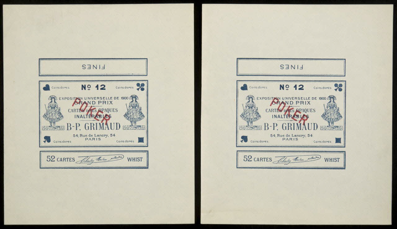 cartes à jouer CARTES DITES OPAQUES  INALTERABLES  B-P. GRIMAUD 1967.185.632.1/2 Photo