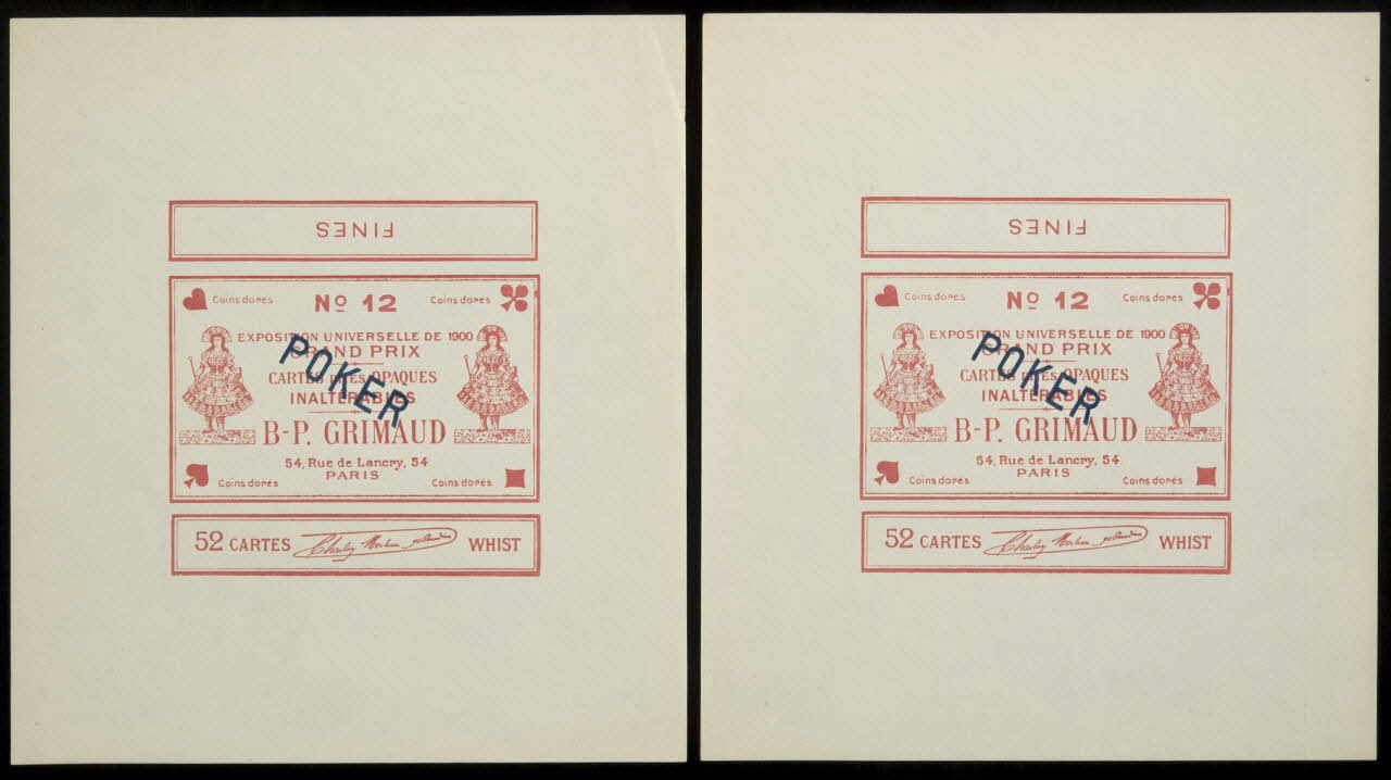 cartes à jouer CARTES DITES OPAQUES  INALTERABLES  B-P. GRIMAUD 1967.185.633.1/2 Photo