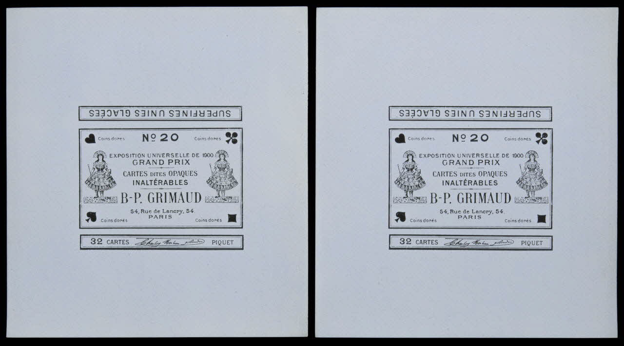 cartes à jouer CARTES DITES OPAQUES  INALTERABLES  B-P. GRIMAUD 1967.185.635.1/2 Photo