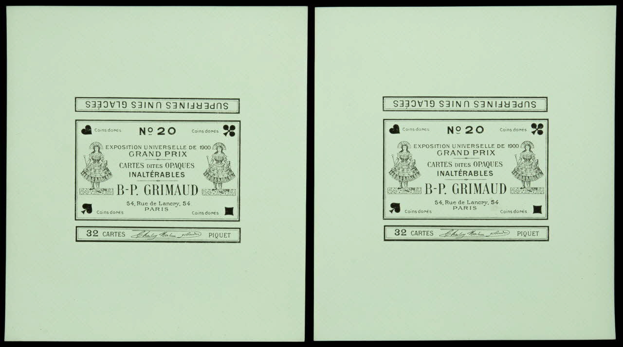 cartes à jouer CARTES DITES OPAQUES  INALTERABLES  B-P. GRIMAUD 1967.185.636.1/2 Photo