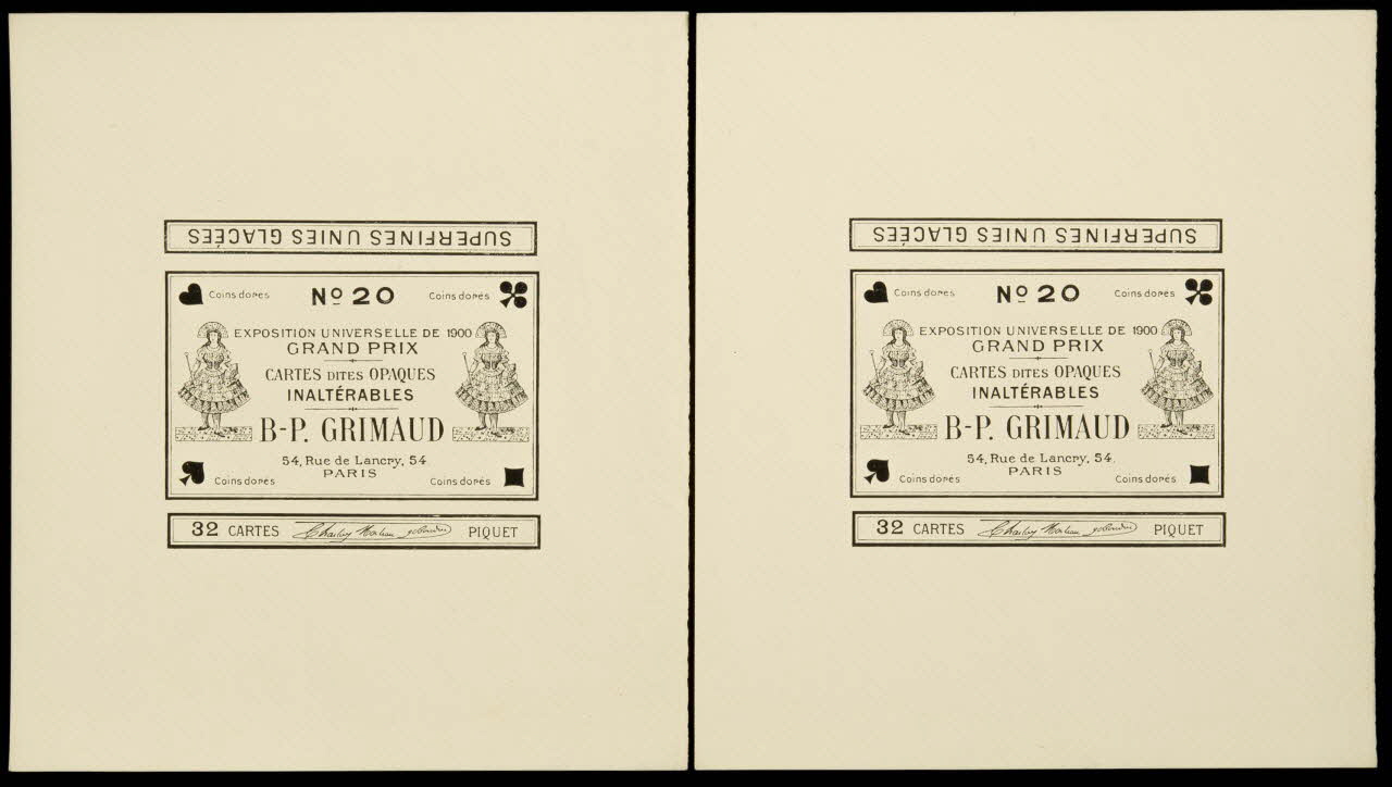 cartes à jouer CARTES DITES OPAQUES  INALTERABLES  B-P. GRIMAUD 1967.185.637.1/2 Photo