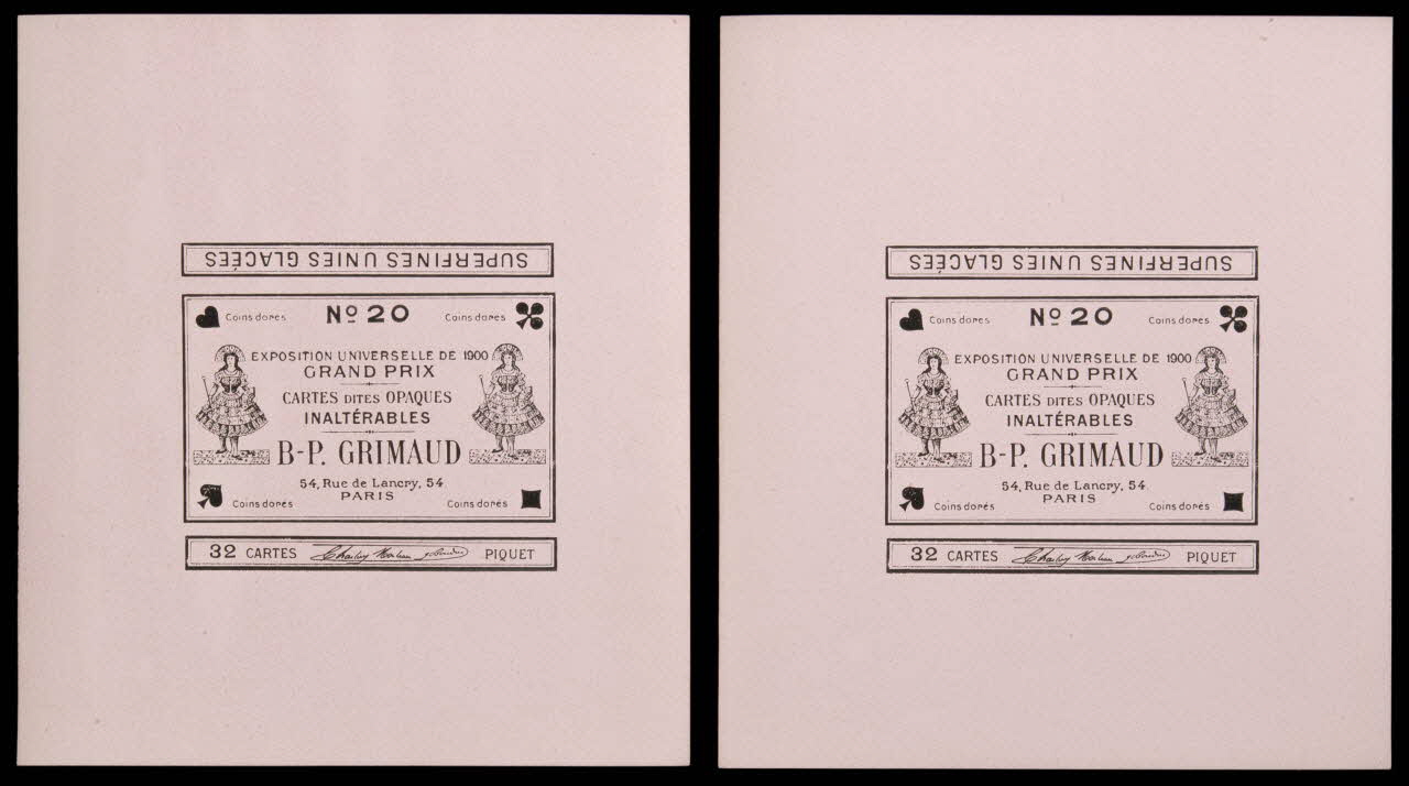 cartes à jouer CARTES DITES OPAQUES  INALTERABLES  B-P. GRIMAUD 1967.185.638.1/2 Photo