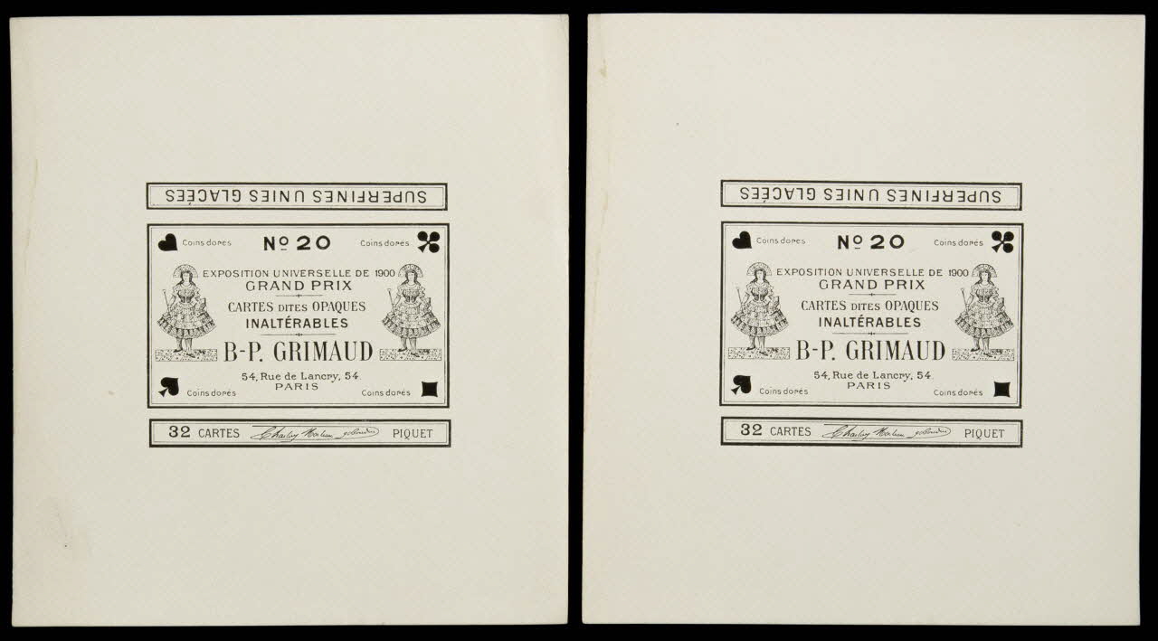 cartes à jouer CARTES DITES OPAQUES  INALTERABLES  B-P. GRIMAUD 1967.185.639.1/2 Photo