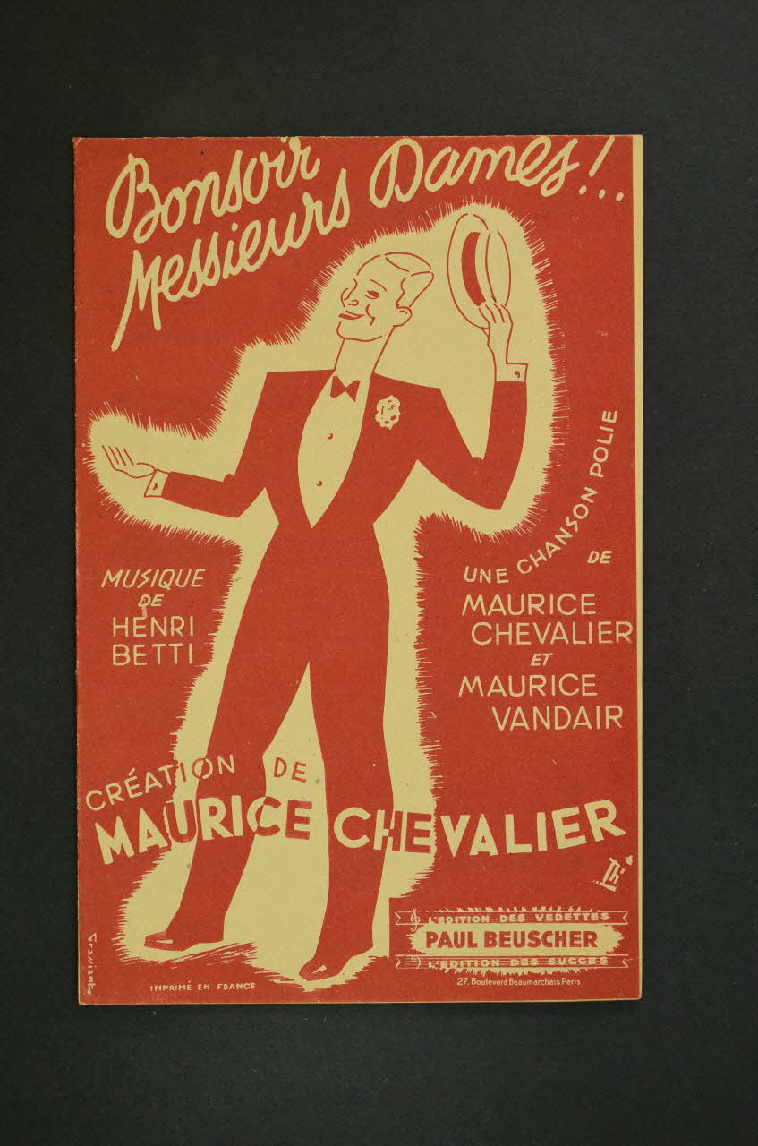 Maurice Chevalier ; Maurice Vandair ; Henri Betti ; Paul Beuscher chanson petit format 1945 1966.196.1 Photo Mucem