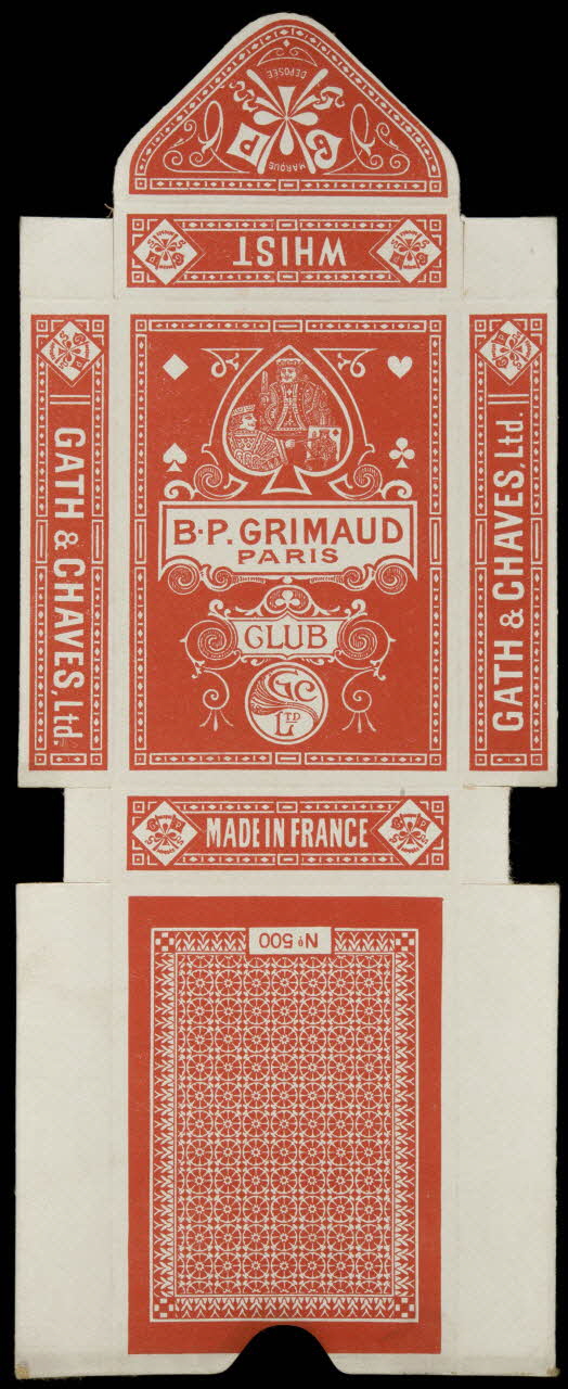 cartes à jouer B.P. GRIMAUD  PARIS  CLUB 1967.185.752.3 Photo