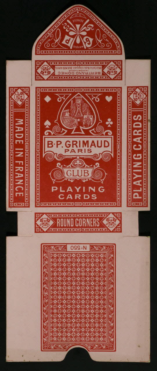 cartes à jouer B.P. GRIMAUD  PARIS  CLUB  PLAYING  CARDS 1967.185.757 Photo