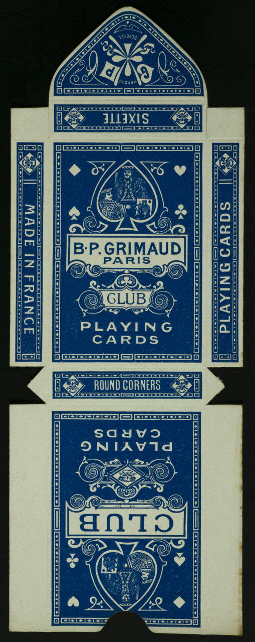 cartes à jouer B.P. GRIMAUD  PARIS  CLUB  PLAYING  CARDS 1967.185.768.1  Photo