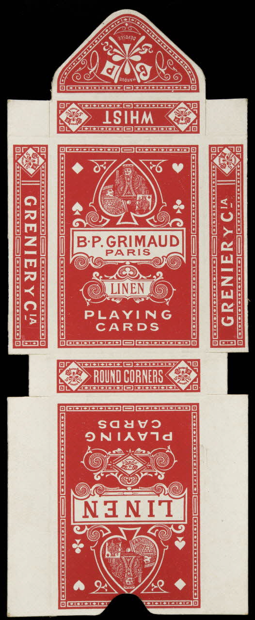 cartes à jouer B.P. GRIMAUD  PARIS  LINEN  PLAYING  CARDS 1967.185.774.2 Photo