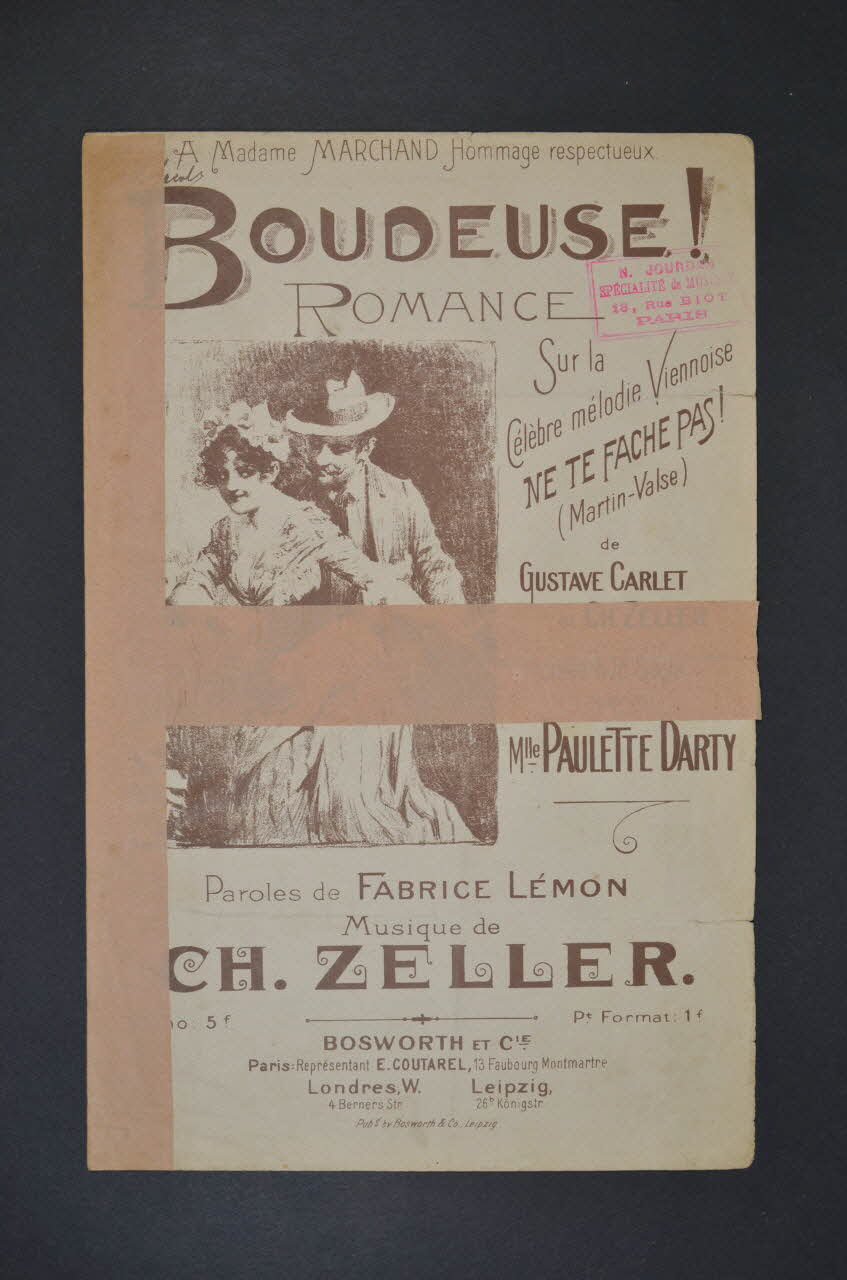Gustave Carlet ; Ch. Zeller ; Fabrice Lemon ; Paulette Darty ; Bosworth Et Cie; chanson petit format Île-de-France, France 1894 1965.177.52 Photo Mucem