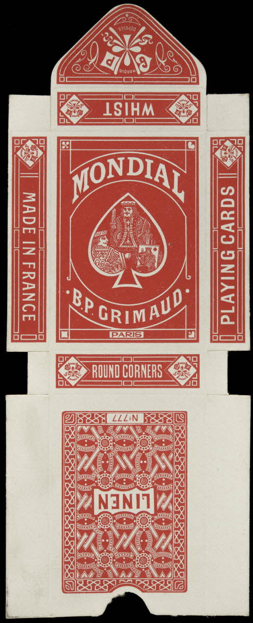 cartes à jouer MONDIAL  B.P. GRIMAUD  PARIS 1967.185.829.2 Photo