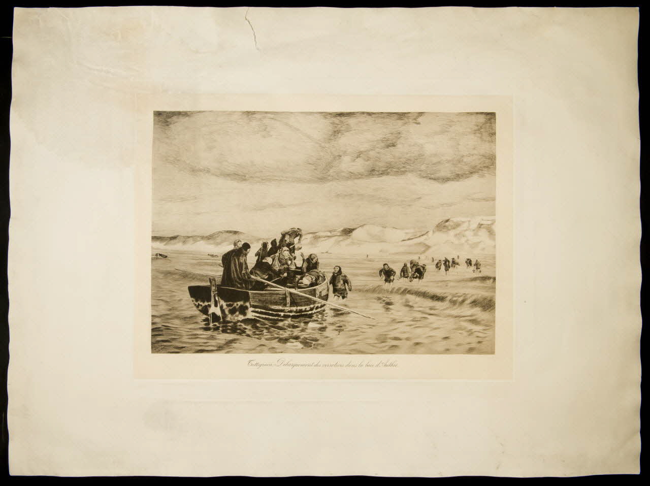 estampe Tattegrain. - Débarquement des verrotiers dans la baie d'Authie. 1967.29.1 Photo