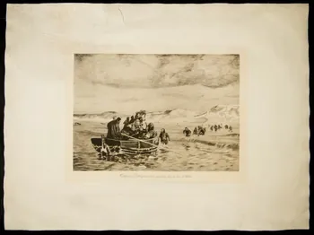 estampe Tattegrain. - Débarquement des verrotiers dans la baie d'Authie. 1967.29.1 Photo