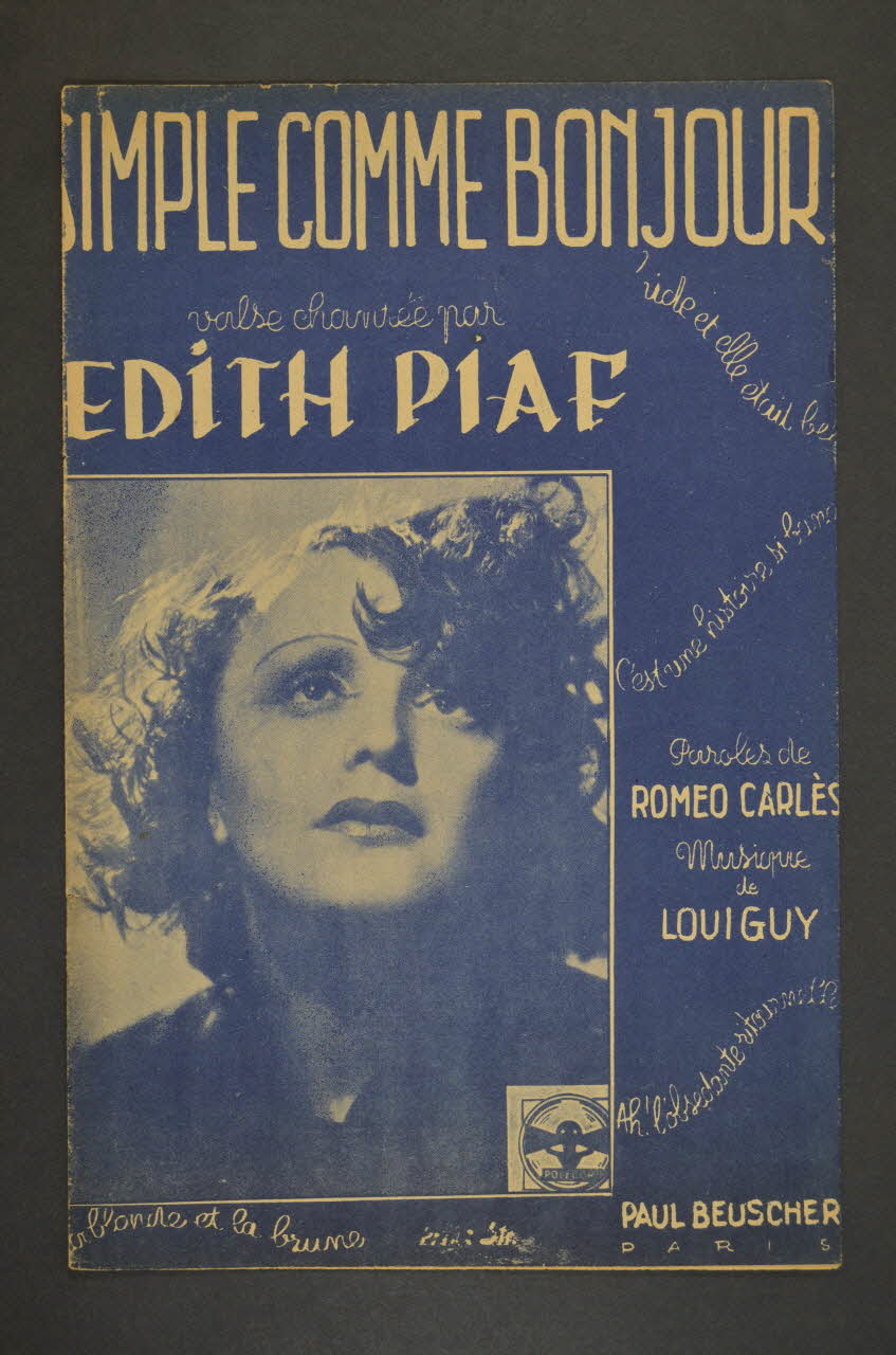 Louiguy ; Roméo Carlès ; Edith Piaf ; Paul Beuscher chanson petit format 1944 1966.196.7 Photo Mucem